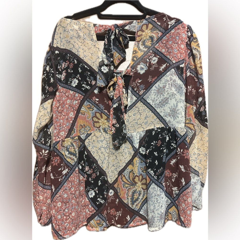 American Eagle Patchwork Boho Peplum With Tie Bac… - image 5